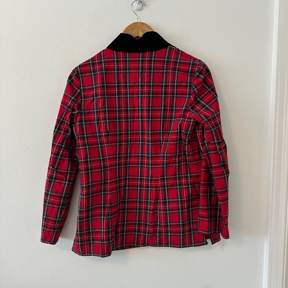 Sail to Sable Red Tartan Plaid & Velvet Collar Tunic Blouse | Size Medium - Picture 6 of 10